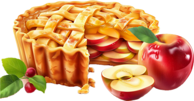 AI generated Fresh Baked Apple Pie with Sliced Apples png