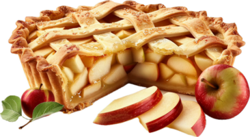 AI generated Fresh Baked Apple Pie with Sliced Apples png