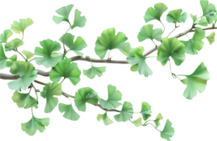 AI generated Ginkgo Biloba Branch with Distinctive Leaves png