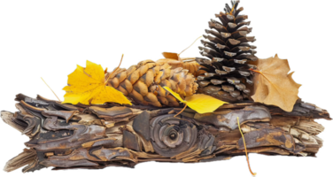 AI generated Autumn Composition with Pine Cones and Leaves png