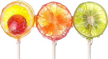 AI generated Lollipop Shaped Like a Slice of Grapefruit png