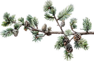 AI generated Evergreen Hemlock Sprig with Cones png