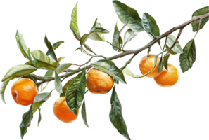 AI generated Ripe Oranges on Branch png