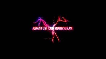 Quantum Communication glow pink neon text lightning glitch effect video