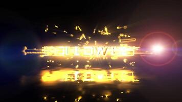 Abstract animation of Follow Us glitch text effect animation video