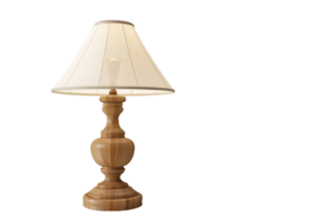 ai generato moderno curvo di legno tavolo lampada png