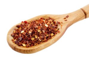 AI generated Crushed Red Pepper Flakes in Wooden Spoon png