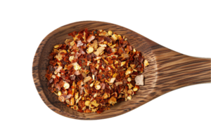 AI generated Crushed Red Pepper Flakes in Wooden Spoon png