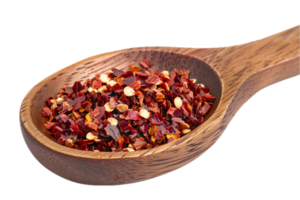 AI generated Crushed Red Pepper Flakes in Wooden Spoon png