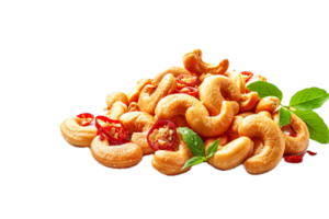 AI generated Cashew Nuts with Red Chili Peppers png