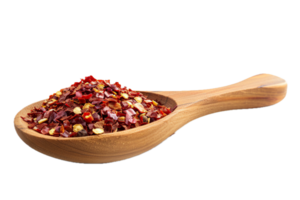 AI generated Crushed Red Pepper Flakes in Wooden Spoon png