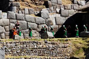 Cusco, Peru, 2015 - Inti Raymi Festival Blowing Conch Shells photo