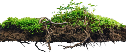 AI generated Cross-Section of Soil Layers with Roots and Grass png