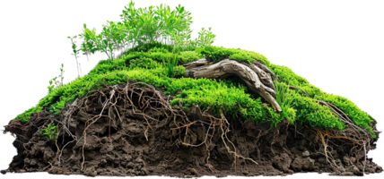 AI generated Cross-Section of Soil Layers with Roots and Grass png