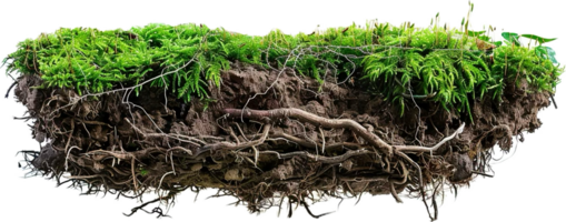 AI generated Cross-Section of Soil Layers with Roots and Grass png