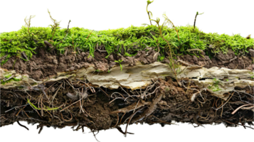 AI generated Cross-Section of Soil Layers with Roots and Grass png