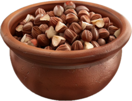 AI generated Terracotta Bowl Full of Whole Hazelnuts png