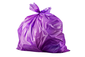 ai generiert gebunden lila Plastik Müll Tasche png