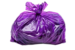 ai generado atado púrpura el plastico basura bolso png