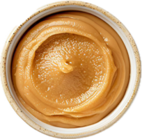 AI generated Creamy Peanut Butter in Open Jar Top View png