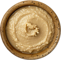 AI generated Creamy Peanut Butter in Open Jar Top View png