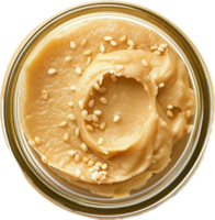AI generated Creamy Peanut Butter in Open Jar Top View png