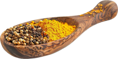 AI generated Assorted Spices on Olive Wood Spoon png