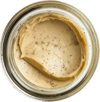 AI generated Creamy Peanut Butter in Open Jar Top View png