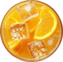 ai generiert kalt Orange trinken mit Eis Würfel und Scheiben png