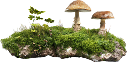 AI generated Vibrant Wild Mushrooms Growing in Moss png