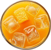 ai generato freddo arancia bevanda con ghiaccio cubi e fette png