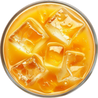 ai généré du froid Orange boisson avec la glace cubes et tranches png