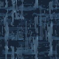 Blue grunge abstract texture with thin criss crossed lines. Seamless pattern. vector