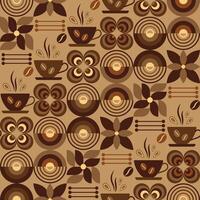 Coffee theme seamless pattern in simple geometric style with abstract shapes. Dark roast level coffee. Good for branding, decoration of food package, cover design, decorative print, background vector