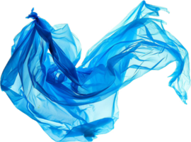 ai gegenereerd elegant blauw kleding stof vloeiende in de wind PNG