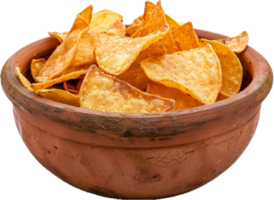 AI generated Crispy Tortilla Chips in Salsa Dip Bowl png