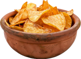 ai generiert knusprig Tortilla Chips im Salsa tauchen Schüssel png