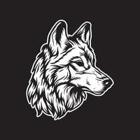 lobo Arte negro y blanco mano dibujado ilustraciones vector