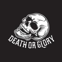 death or glory skull art black and white hand drawn illustration vector