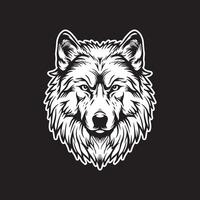 lobo Arte negro y blanco mano dibujado ilustraciones vector