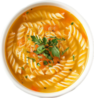 ai generado tomate sopa con Rotini pasta y perejil png