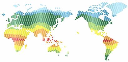 hexágono forma mundo mapa en blanco antecedentes. vector