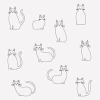 Doodle freehand drawing of cute cats. vector