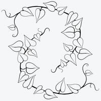 Floral ivy drawing decorative ornament flat design. vector