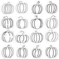 Continuous line freehand drawing of Halloween pumpkin. vector