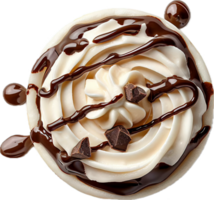 ai generato cremoso cioccolato e vaniglia mousse con biscotto bit png