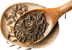 AI generated Dried Cumin Seeds in Wooden Spoon png