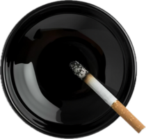 ai generado cigarrillo descansando en negro cenicero png