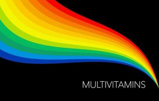 multi vitamina mineral complejo suplemento, etiqueta diseño. natural medicina logo modelo con Copiar espacio para tu texto. vector aislado en negro antecedentes