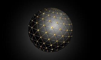 3D Global Connection. Gold Creative modern logo suitable for businesses related to digital or technological media. High-tech electronics and computer related concept. Vector geometric sphere isolated